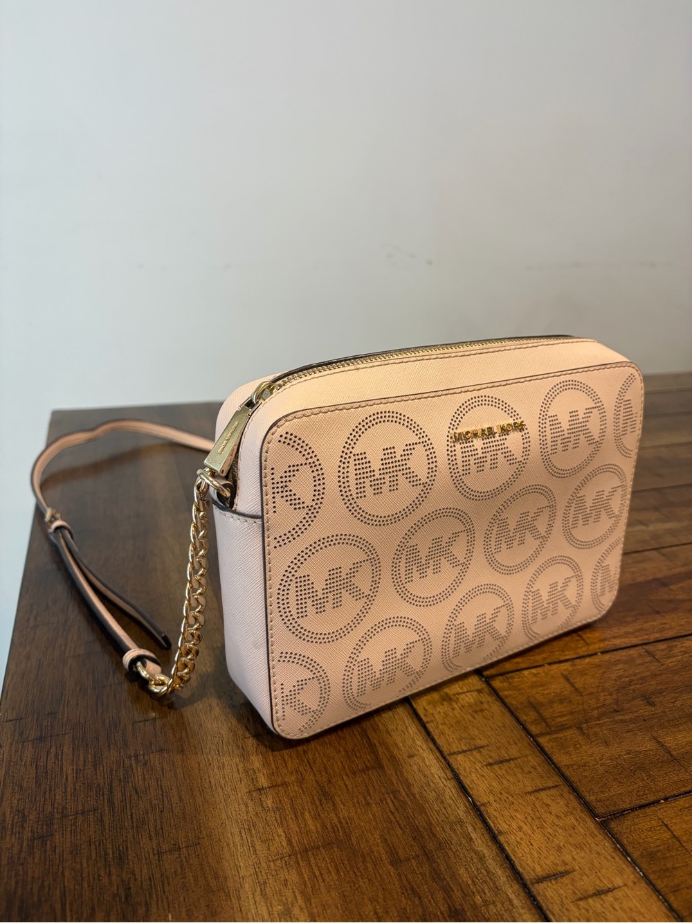 Michael Kors Blush Perforated MK Logo Crossbody